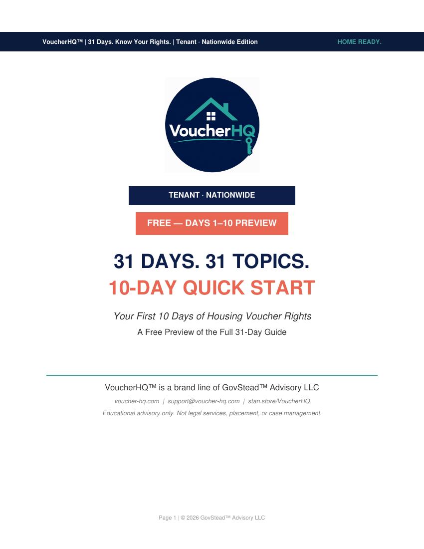 Tenant Nationwide 10-Day Quick Start cover